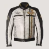 Helstons Indy Rag Leather Black White Yellow Motorcycle Jacket