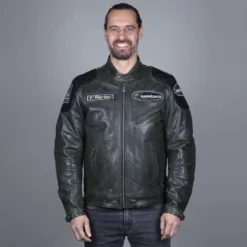 Helstons Trevor Leather Rag Green Black Jacket -Helstons Winkel helstons trevor leather rag green black jacket 1