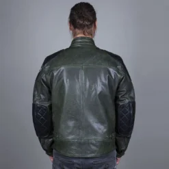 Helstons Trevor Leather Rag Green Black Jacket