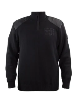 John Doe Knit Pullover Zwart Zip Small Logo -Helstons Winkel jdp5002 pullover logo small front 1