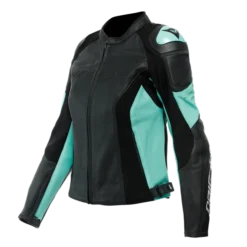 Dainese Racing 4 Lady Leather Jacket Perf. Black Acqua Green